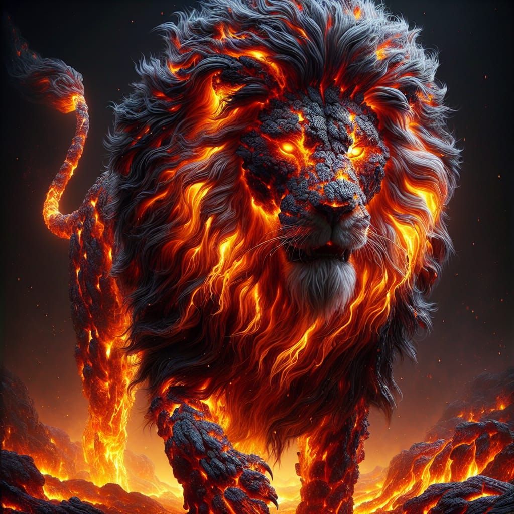 Majestic Magma Lion in Volcanic Kingdom