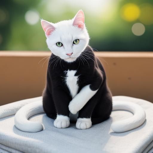 White Cat with Black Kittens: Professional Photography