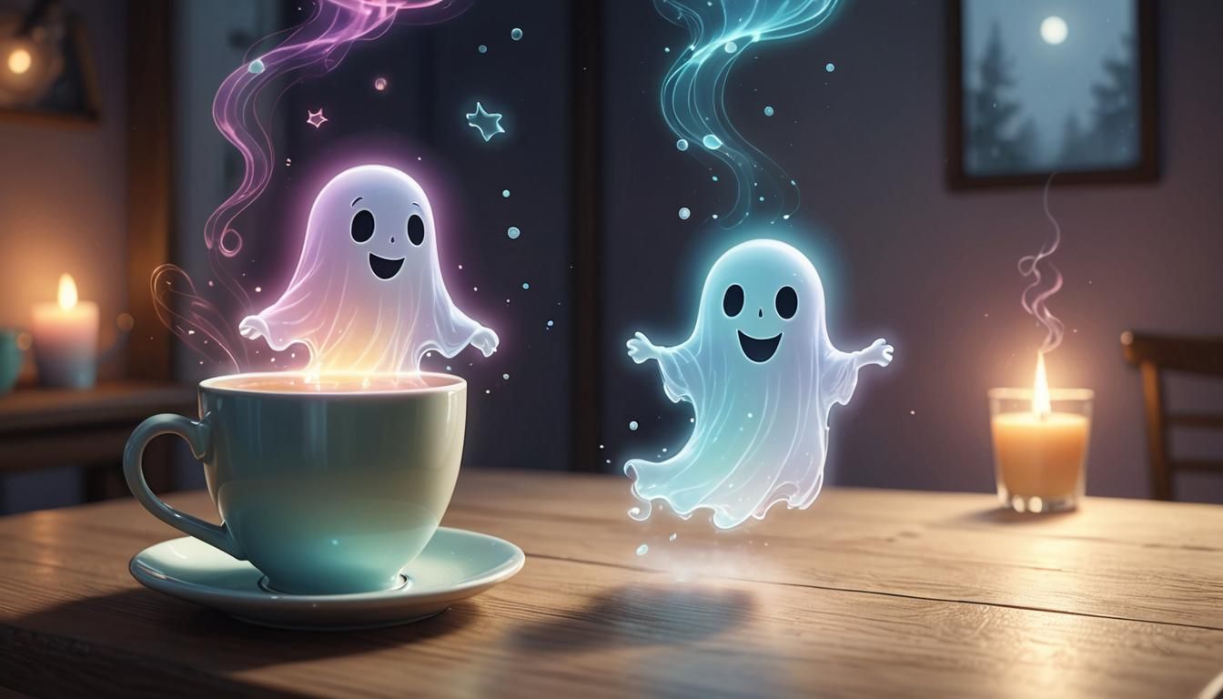 Cute Ghost Drops Cup in Whimsical Illustration