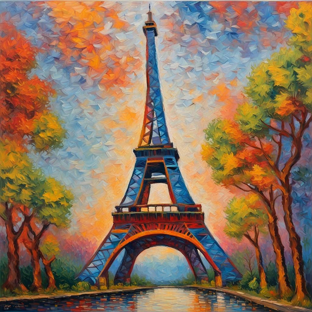 Eiffel Tower in Neo-Impressionist Expressionist Style