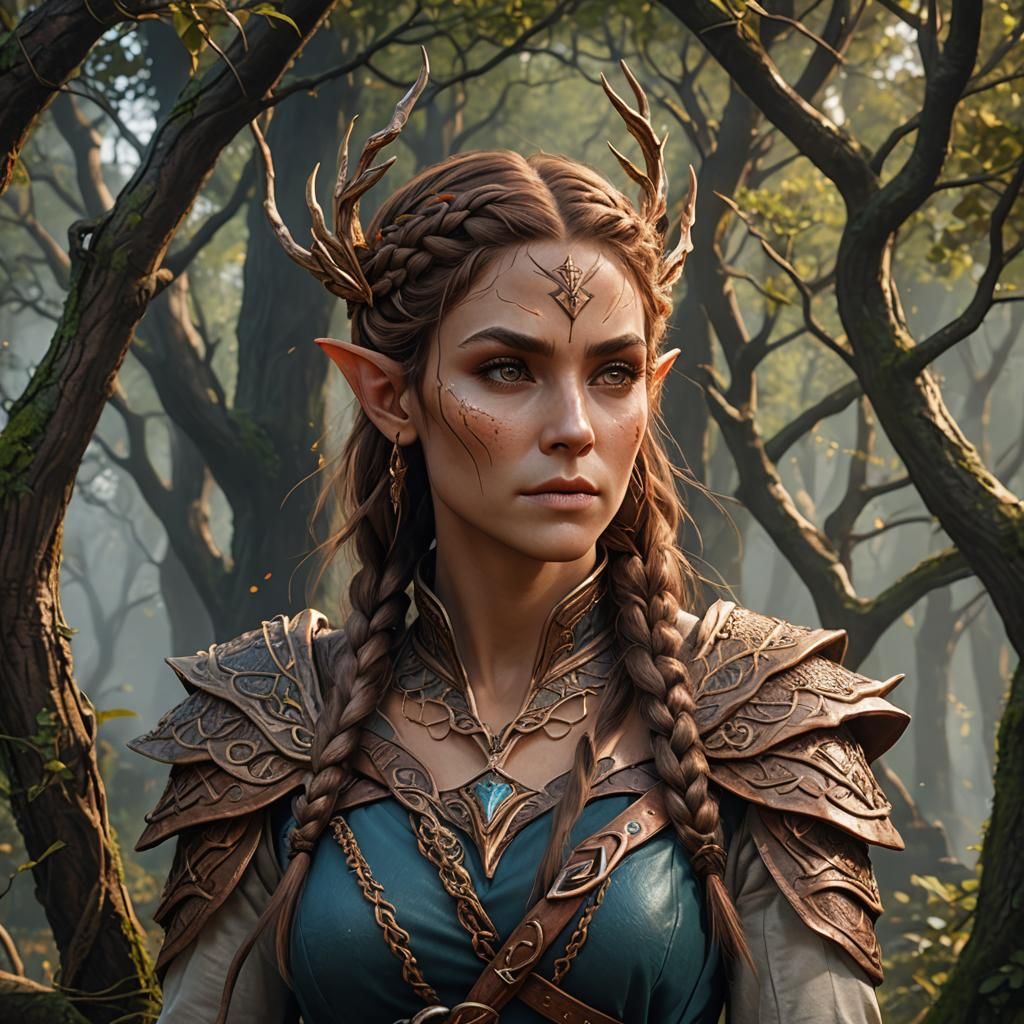 Detailed Wood Elf Wizard Fantasy Concept Art