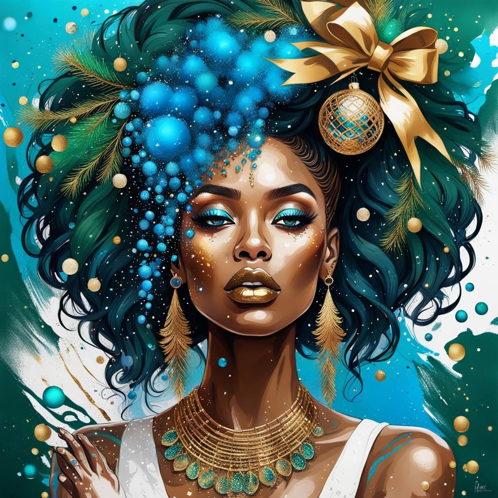 Bohemian Christmas Girl with Luxury Makeup