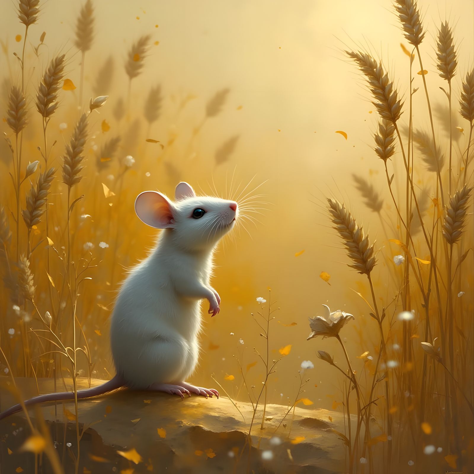 Field Mouse Gazing Upward in Leonardo da Vinci Style