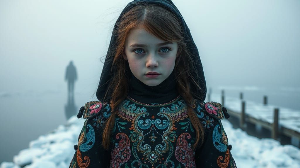 Mysterious Girl in Rainbow Garments, Dystopian Winter