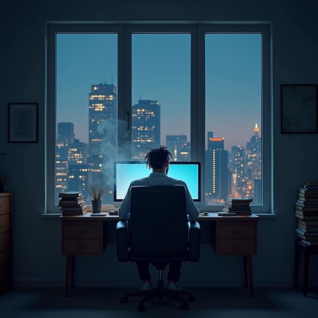 Doctor Smoking in Moody, Cinematic Lighting