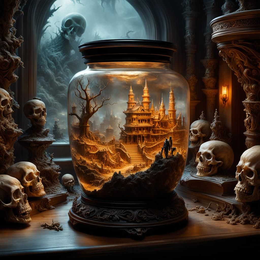 Miniature Decay World Emerges from Carved Jar