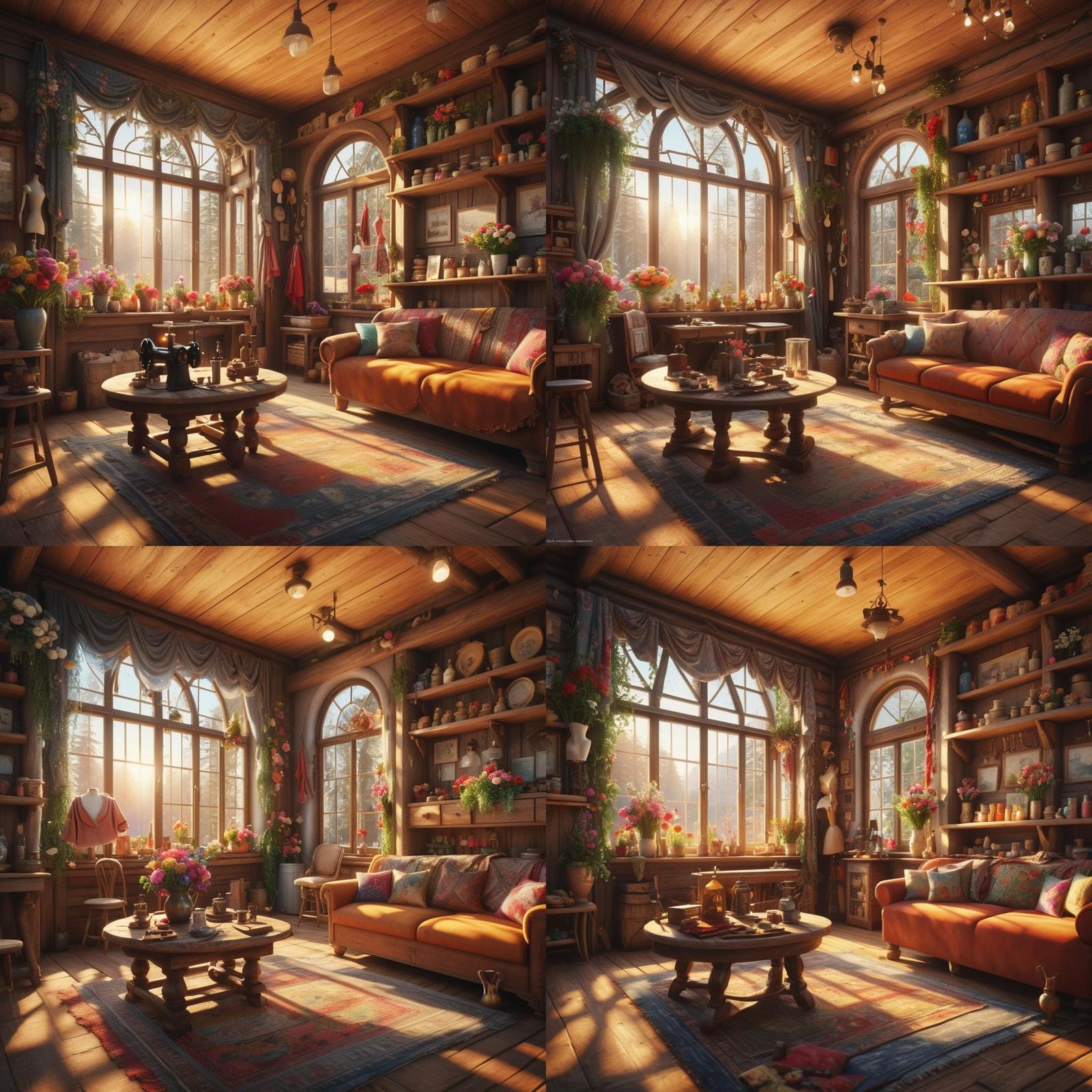 Cosy Dressmaker's Shop in Solarpunk Style