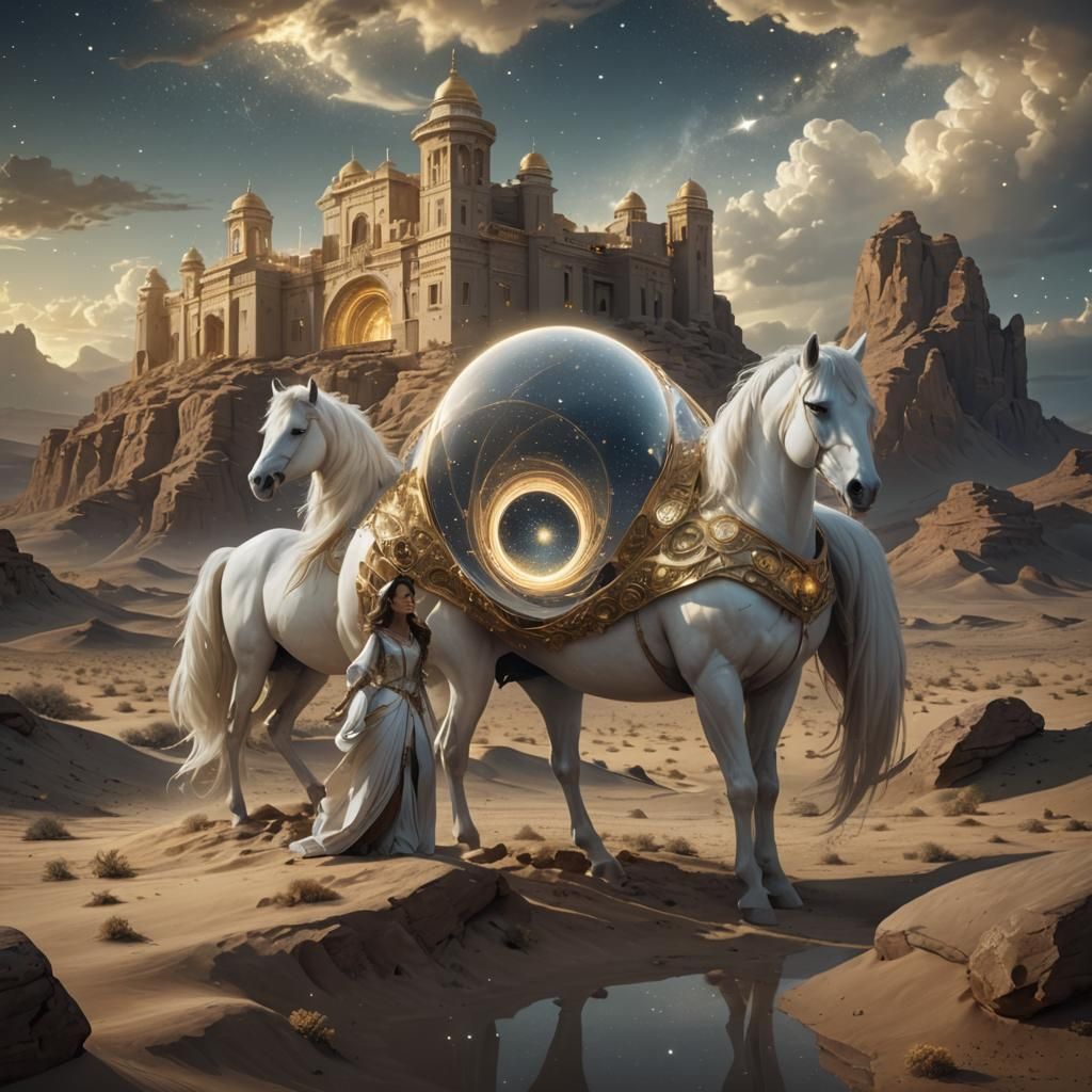 Shimmering Portal Opens in Desert Night