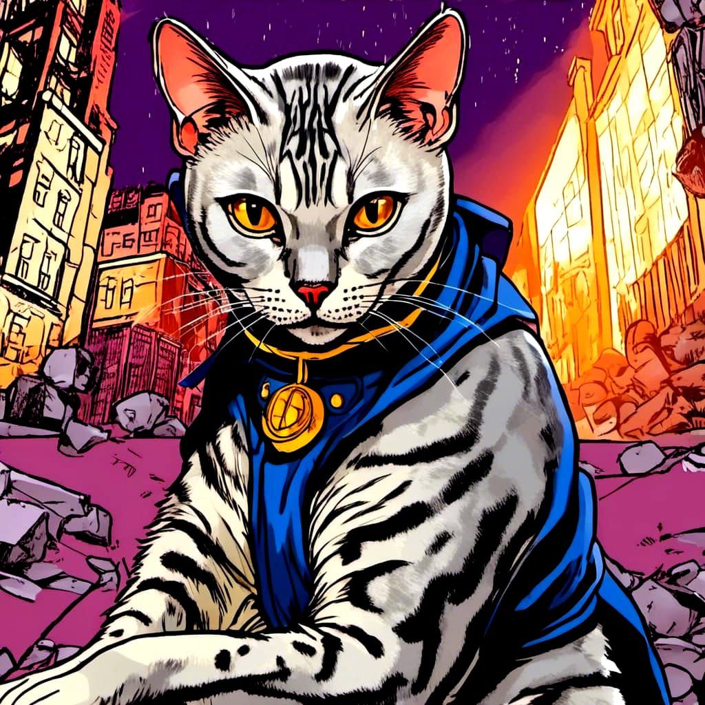 Superhero Fighting Crime in Dark City, Comic Book Style