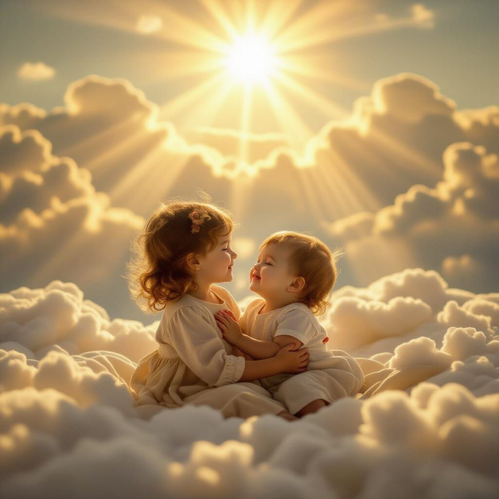 Child Embraced by Golden Sunshine Beams