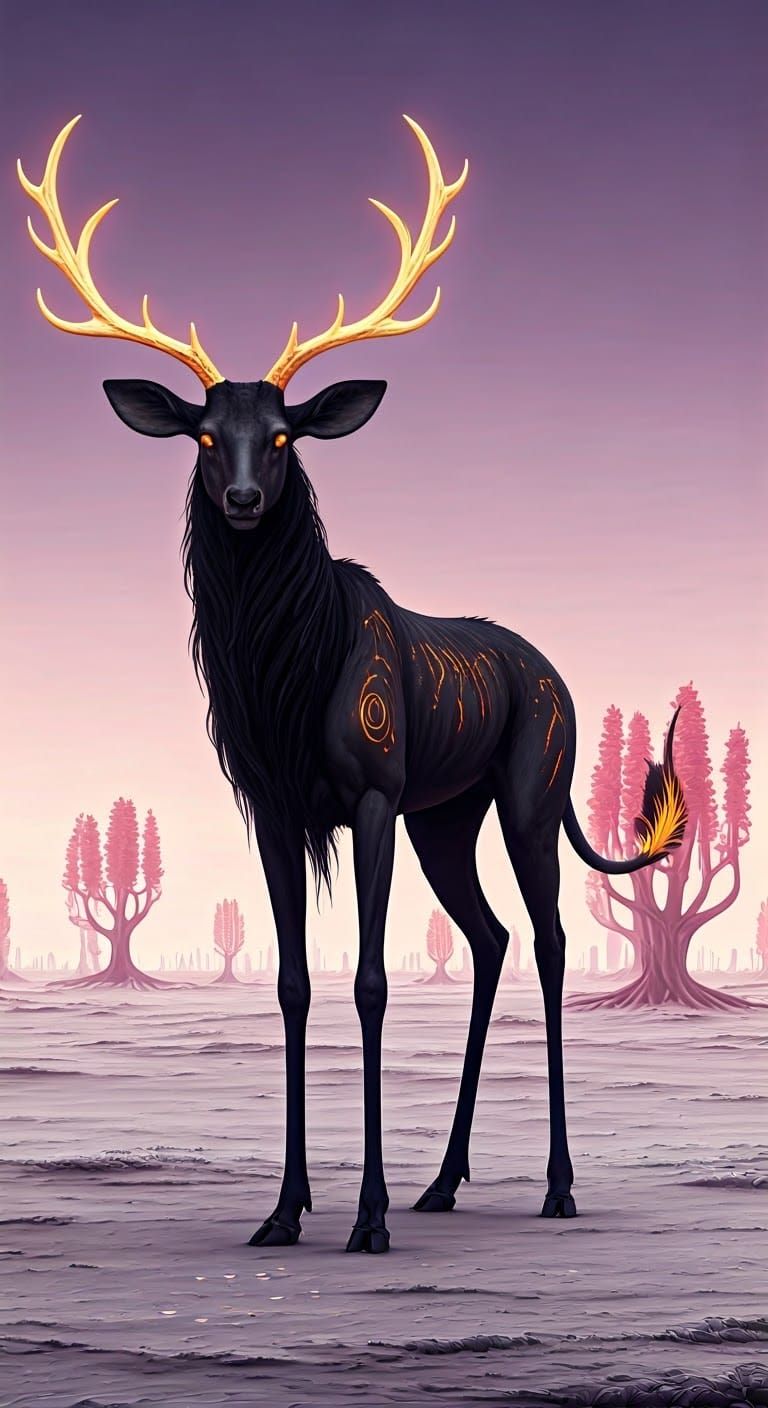 Majestic, Quadrupedal Alien with Glowing Eyes and Articulate...