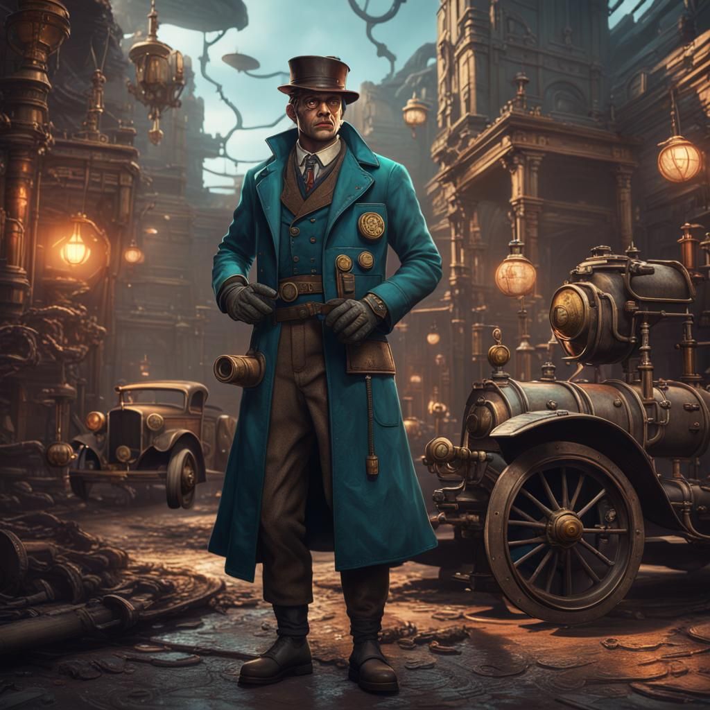 Dieselpunk Mad Doctor Outfit in Detailed Matte Painting