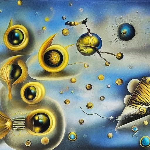 Surreal Black Pearl and Diamond Icycles Painting