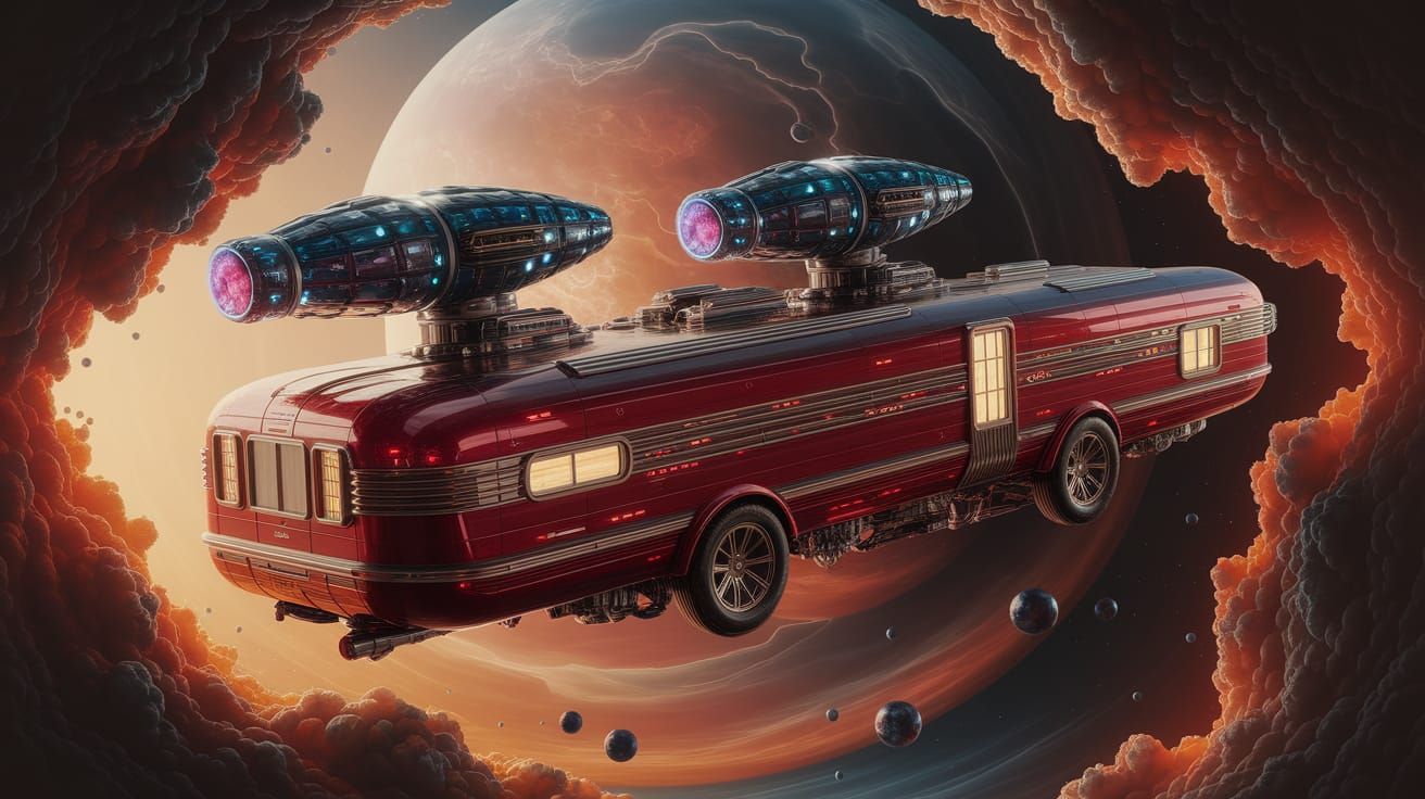 Retro Starship in Nebula: Cosmic Exploration Art