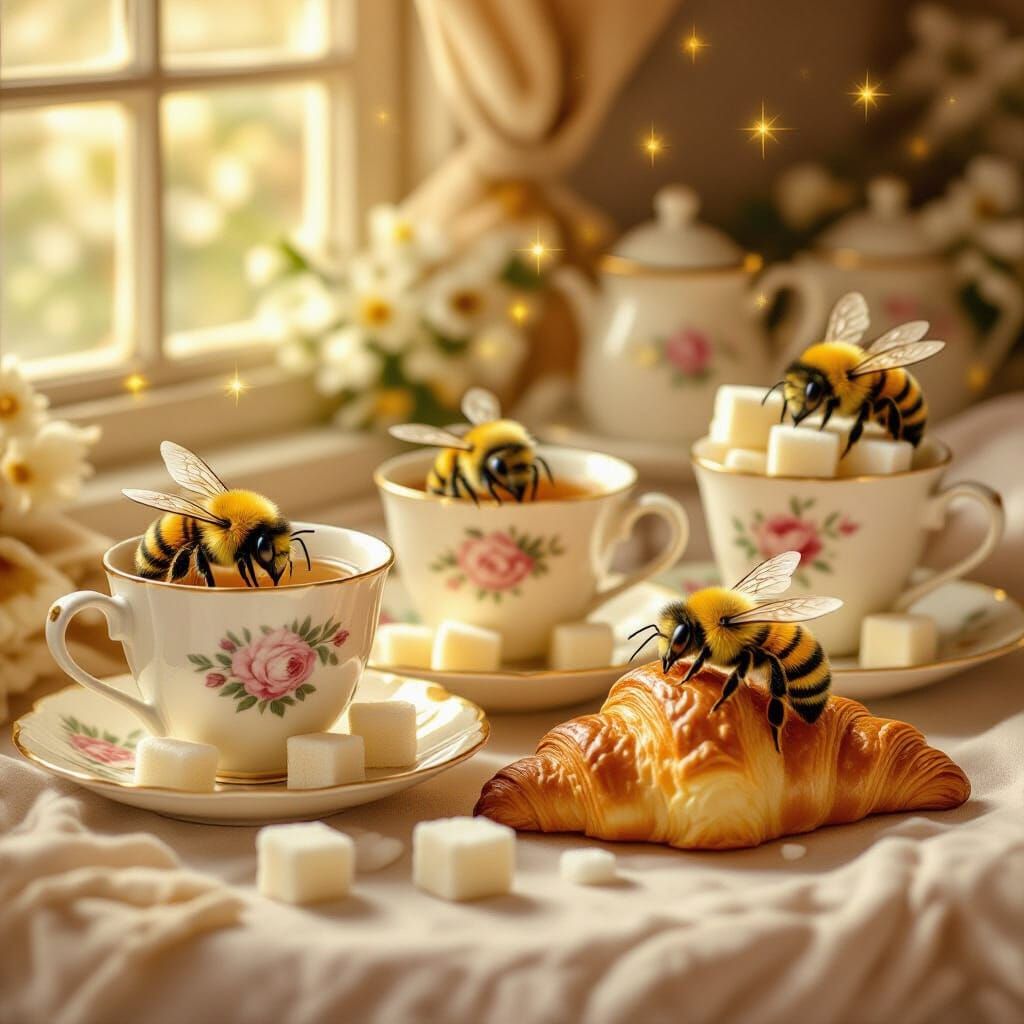 Bees' Lazy Picnic Dream: A Cottagecore Nap