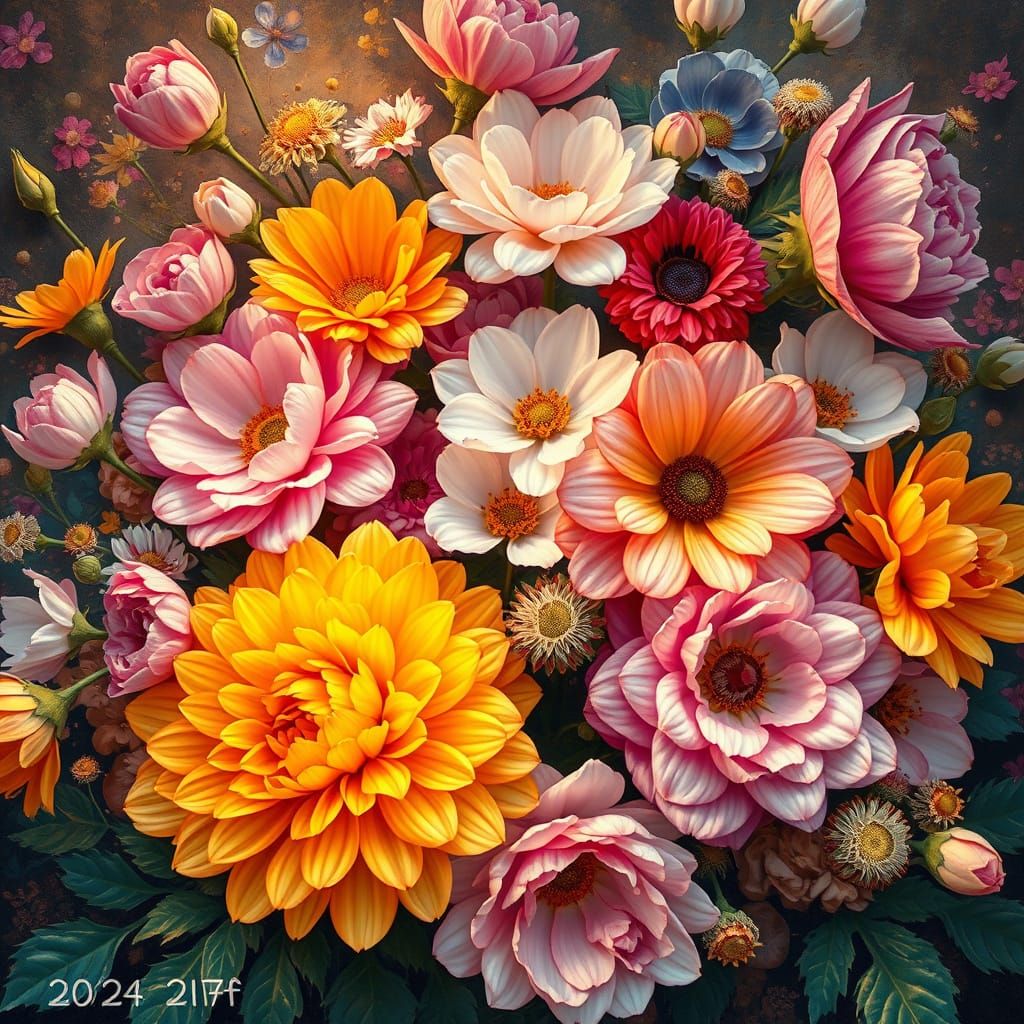 Impressionist Florals in Whimsical Arrangement