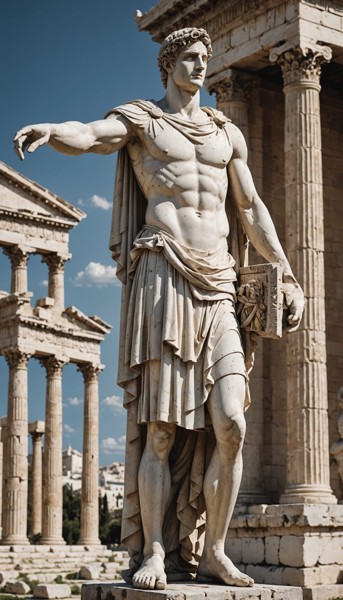 Ancient Roman Warrior in Dramatic Temple Setting