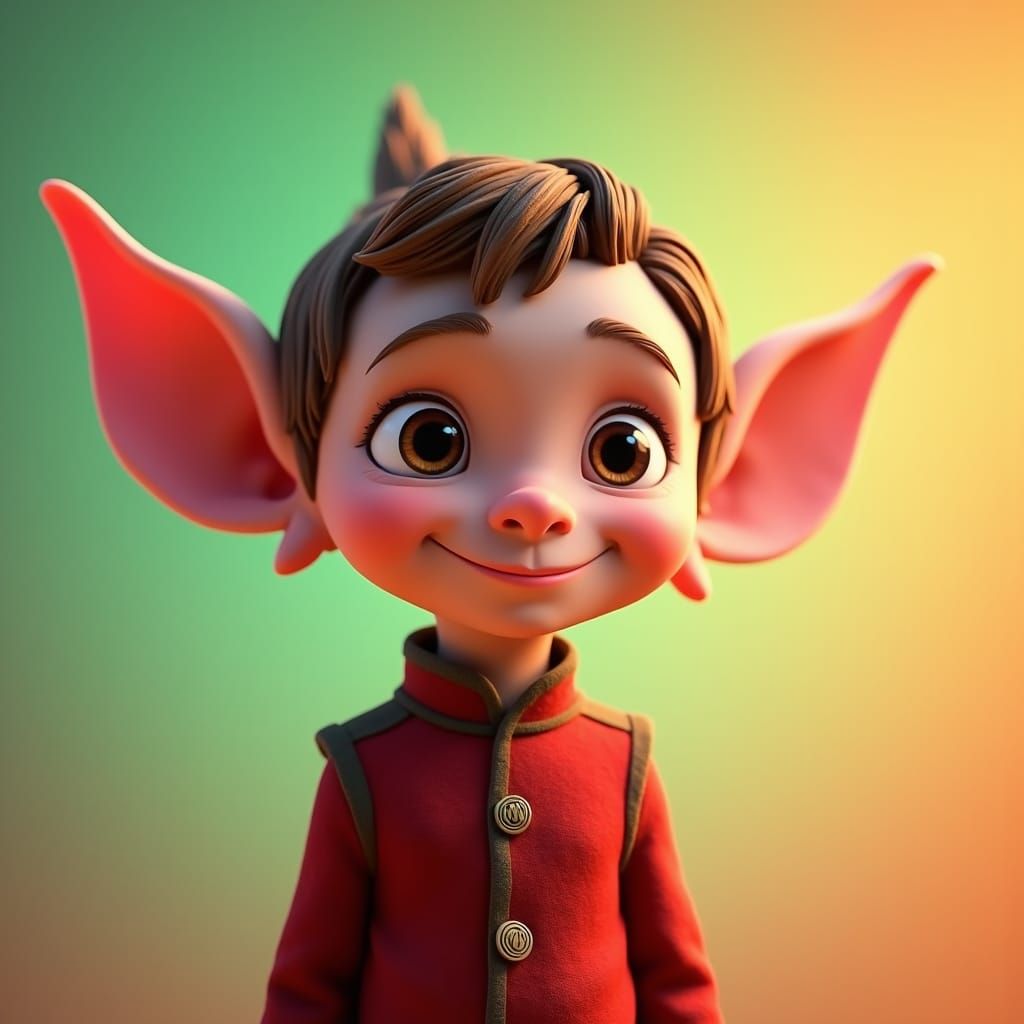Cute Elf Portrait in Disney Pixar Style