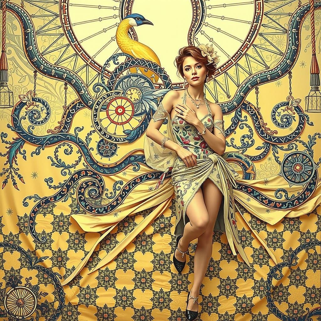 Elegant Woman Posing Indoors in Hyperrealistic Style