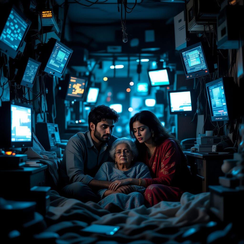 Bombay Apartment Scene of Fear and Futuristic Tech