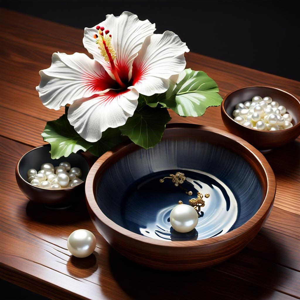 Hibiscus and Pearl: Detailed Matte Painting