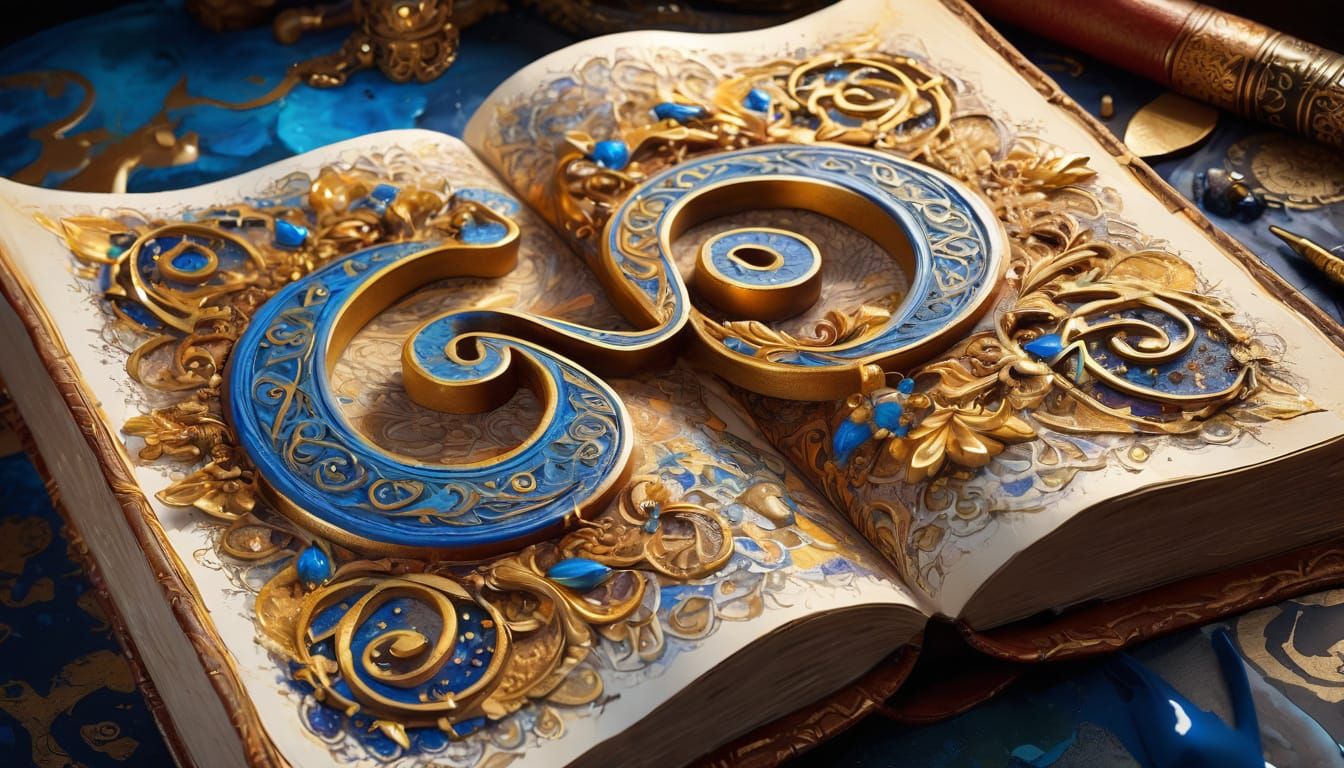Exquisite Leather-Bound Ampersand in Vibrant, Golden Hues
