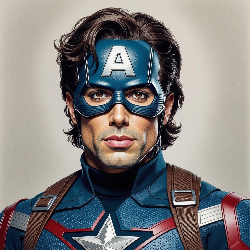 Michael Jackson as Captain America in Charcoal