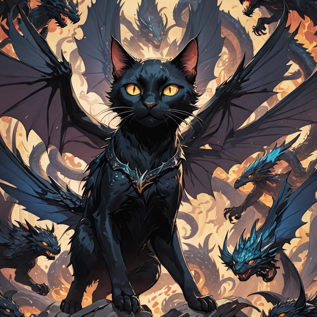 Dragon-Winged Cat: Anime Manga Art