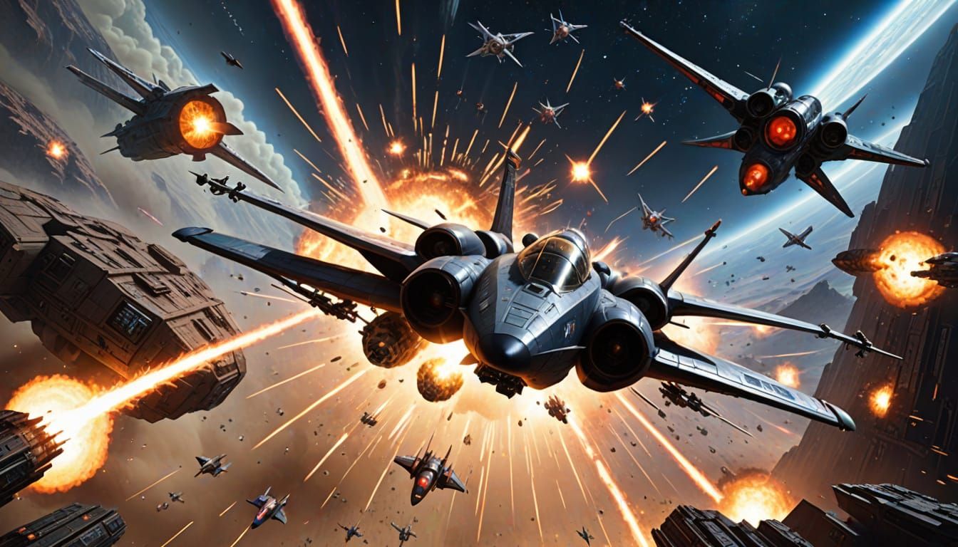 Rebel Pilot Evades Laser Fire in Starfighter Amidst Starforg...