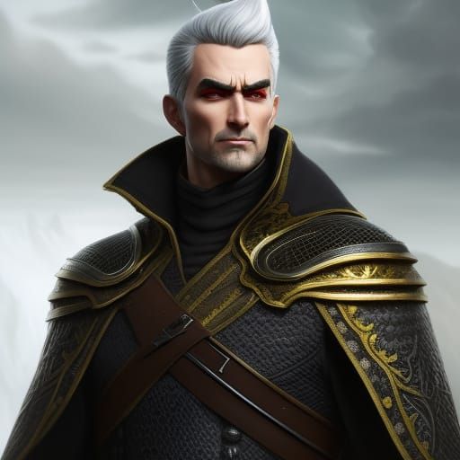 Dark Fantasy Battlemage Portrait with Biomechanical Arm