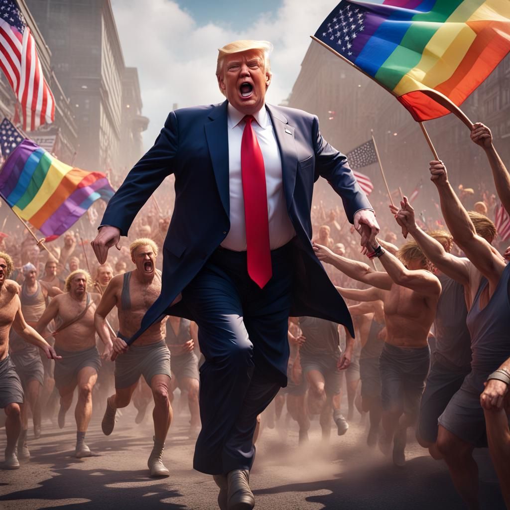 Donald Trump at Pride Parade, Matte Painting