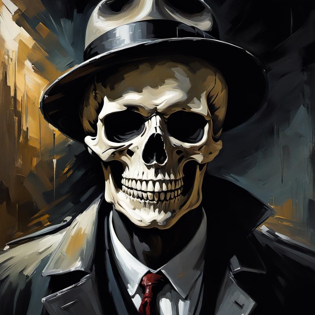 Skull Key Detective in Sfumato Chiaroscuro Style