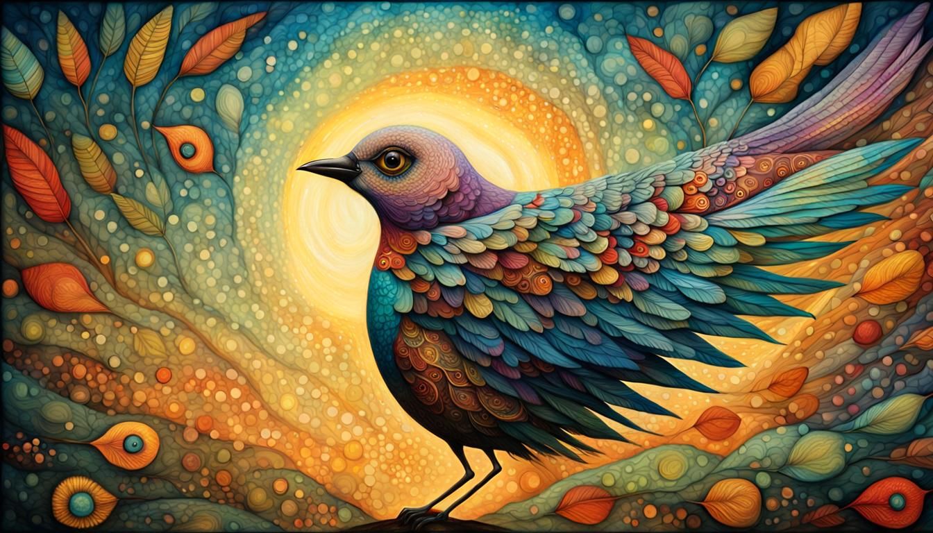 Woman-Bird in Flight: Art Brut Magic Realism