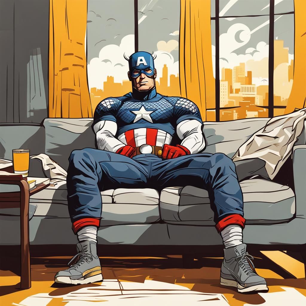 Captain America's Funny Day Off: A Portrait