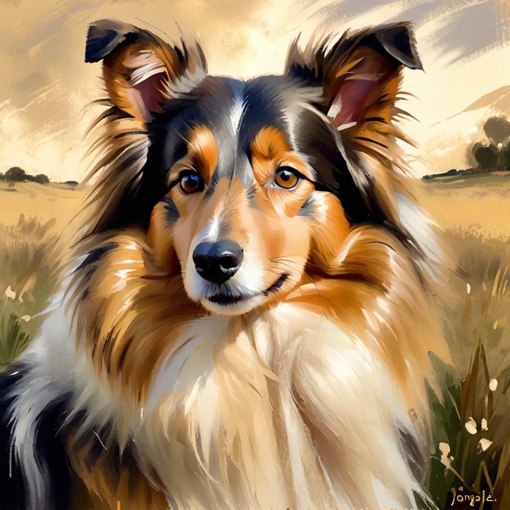 Shetland Sheepdog Portrait in Warm Golden Light