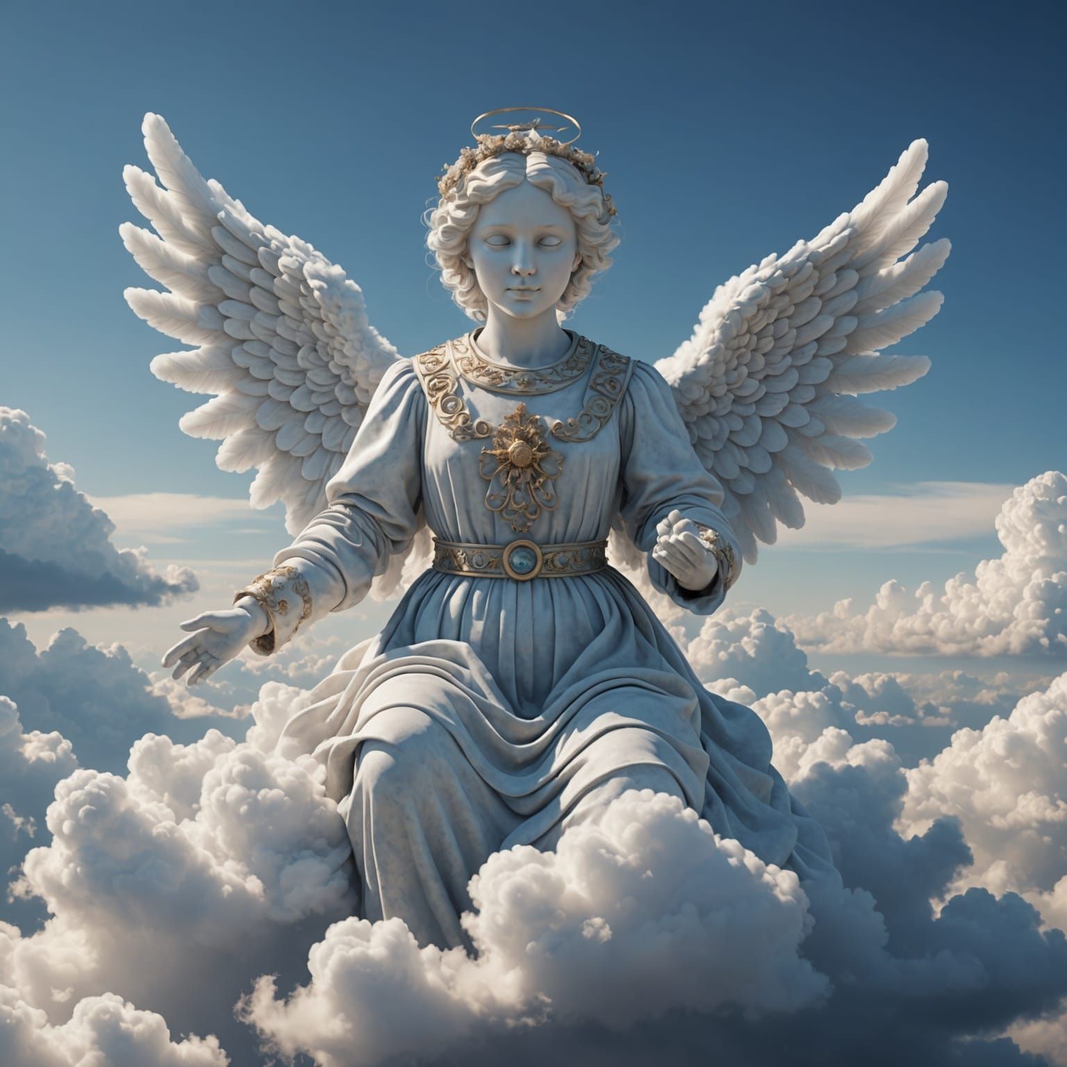 Cloud Angel Made of Anthropomorphic Clouds in 8K