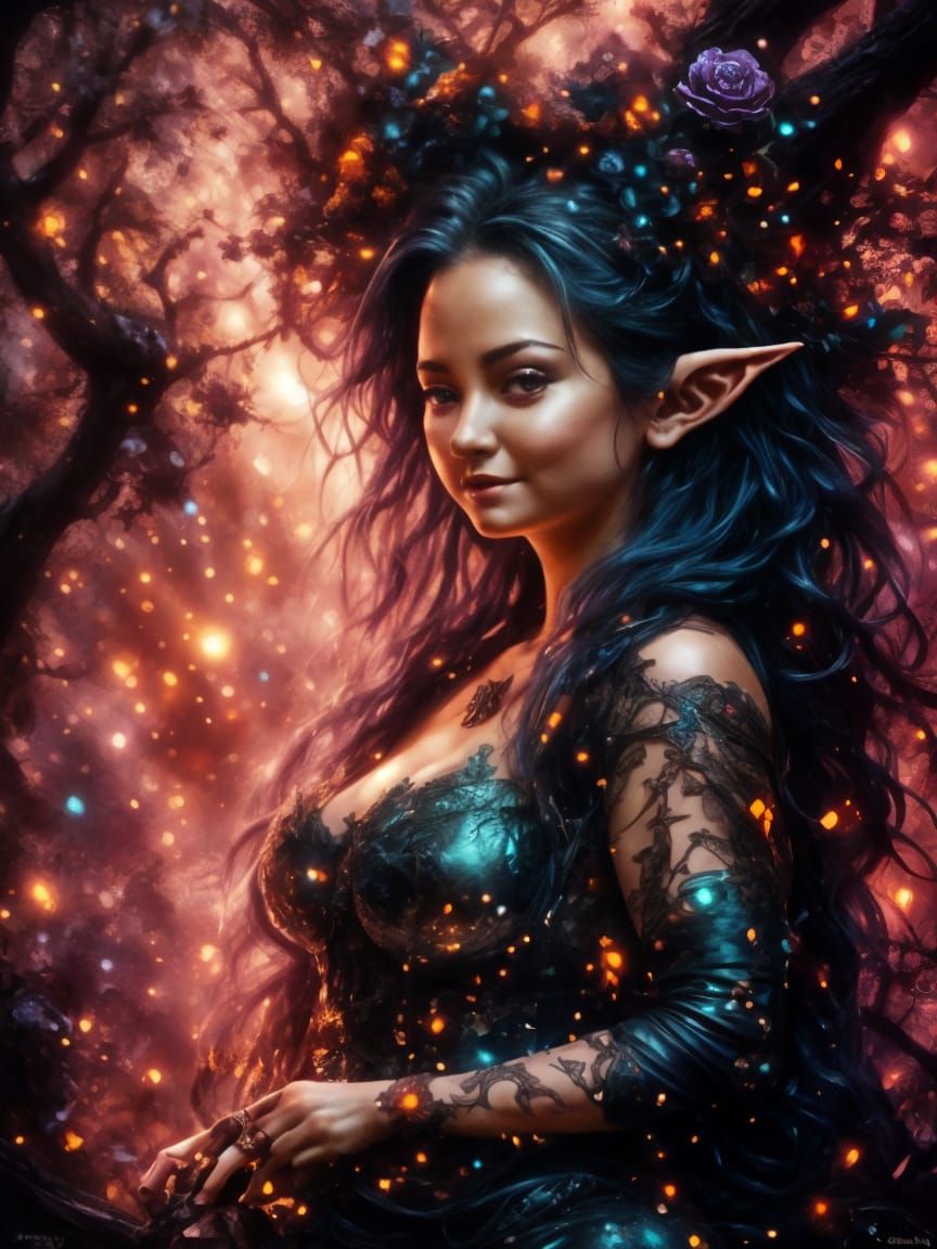 Cute Plus Size Elf in Magical Forest