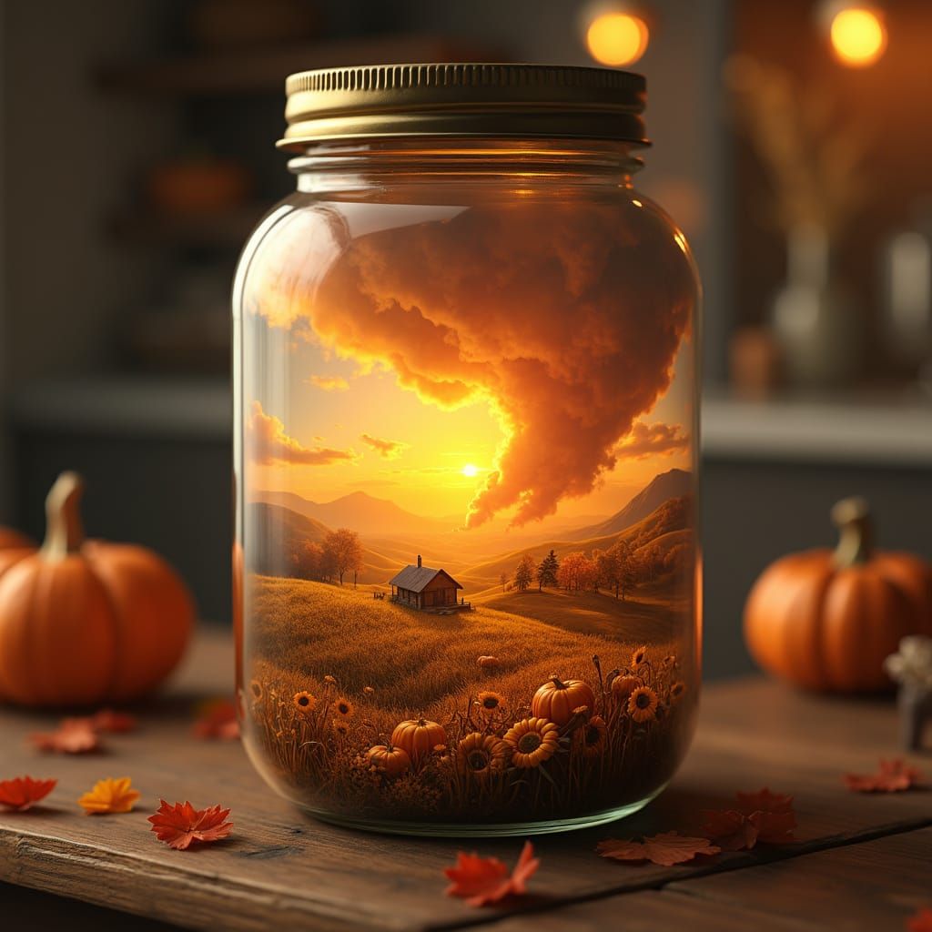 Autumn Dreamworld Captured in a Photorealistic Jar