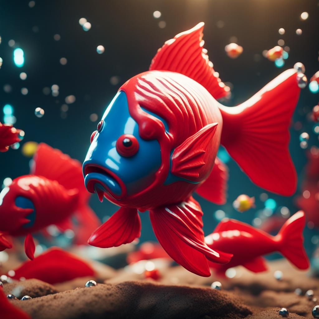 Animated Swedish Fish in 3D Game Scene