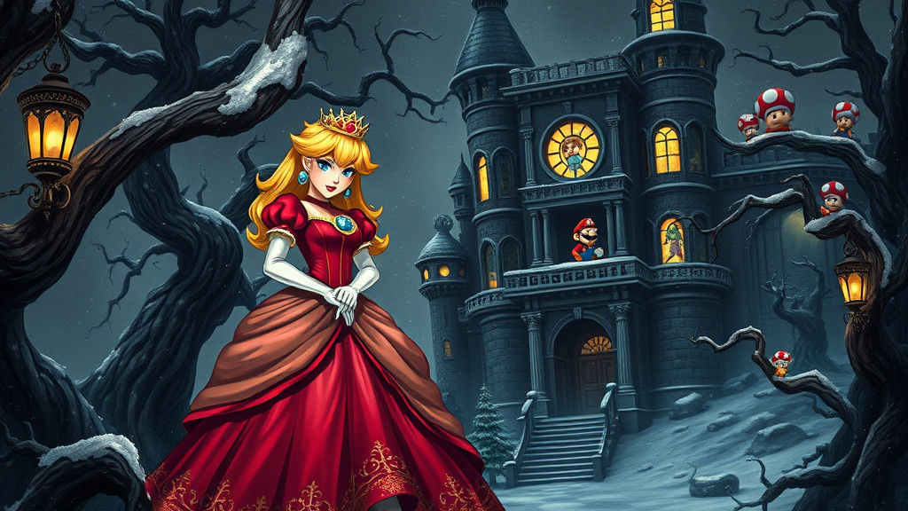 Dark Fantasy Christmas: Princess Peach in Gothic Kingdom
