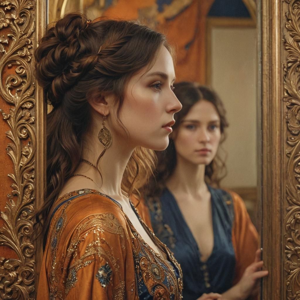 Symbolist Portrait of Woman Admiring Herself