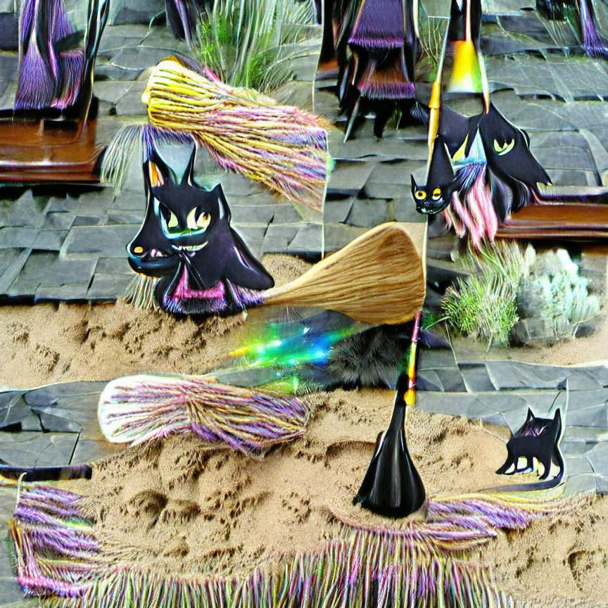 Iridescent Sand Witch Flight with Black Cat