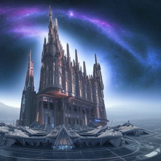 Futuristic Gothic Castle on Alien Planet