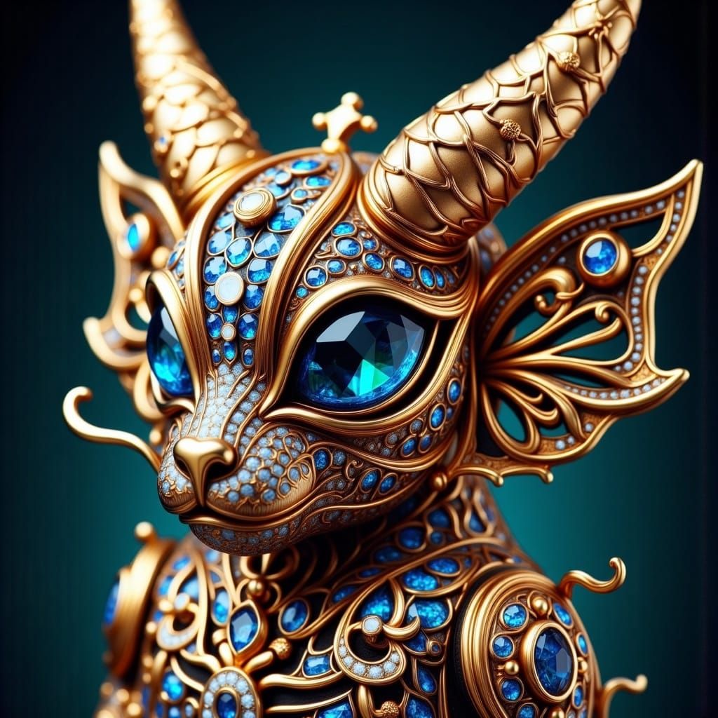 Jeweled Horned Creature with Butterfly Wings