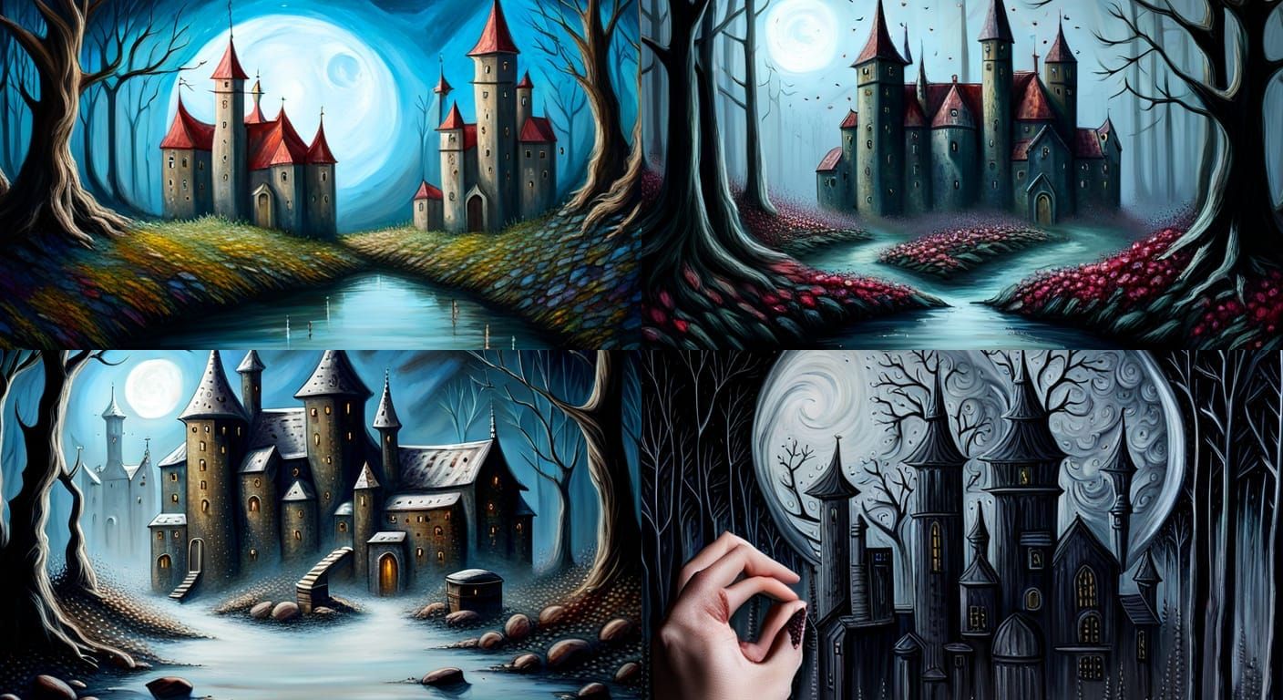 Dark Grim Fairytale Horror Art in Acrylic
