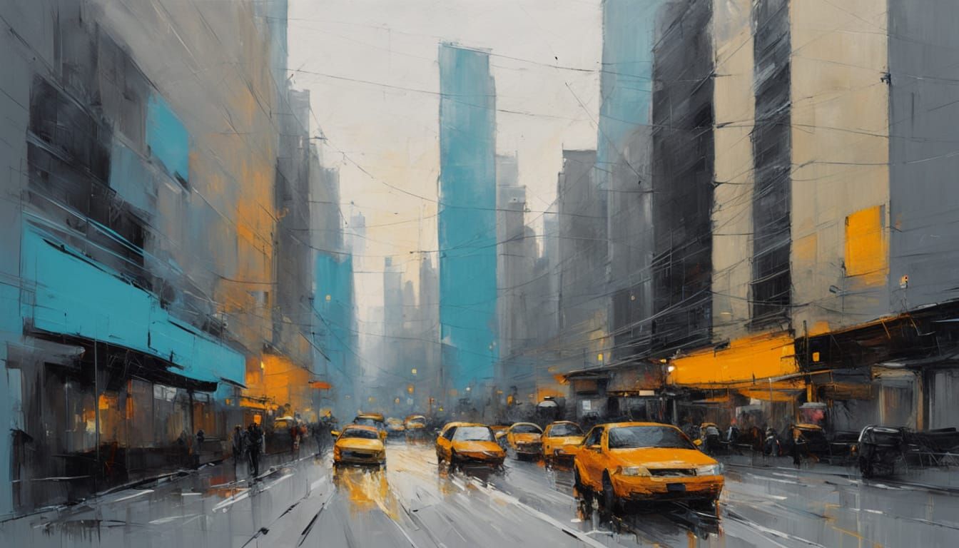 Urban Geometric Abstraction Painting of NYC