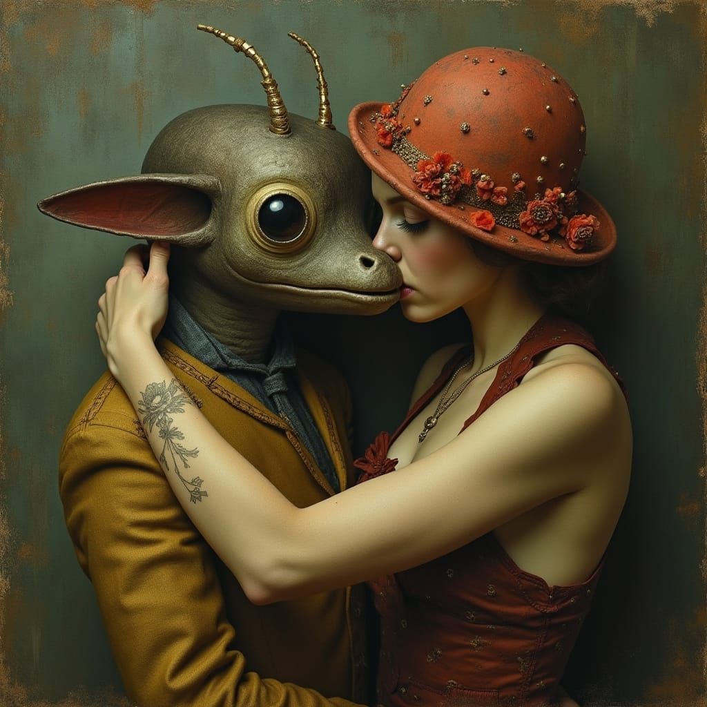 Loving Embrace in Edwardian Biopunk Style
