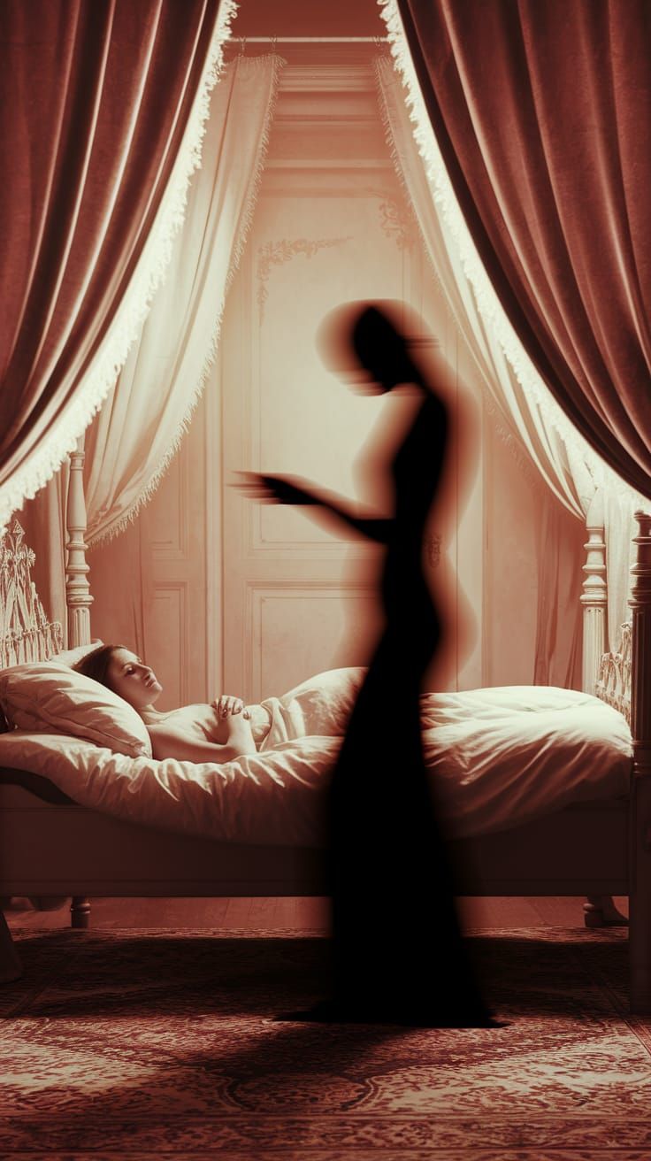 Ethereal Infrared Vision of Woman in Antique Setting