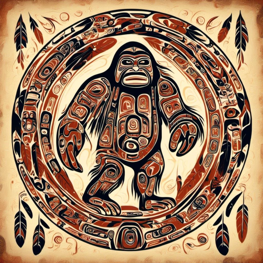 Native Northwest Tribal Artwork of Sasquatch