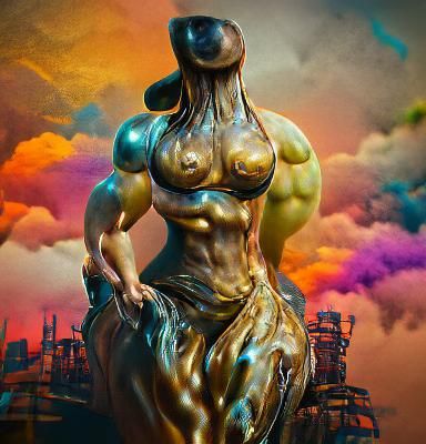Ancient Muscle Woman Statue, Detailed Matte Painting
